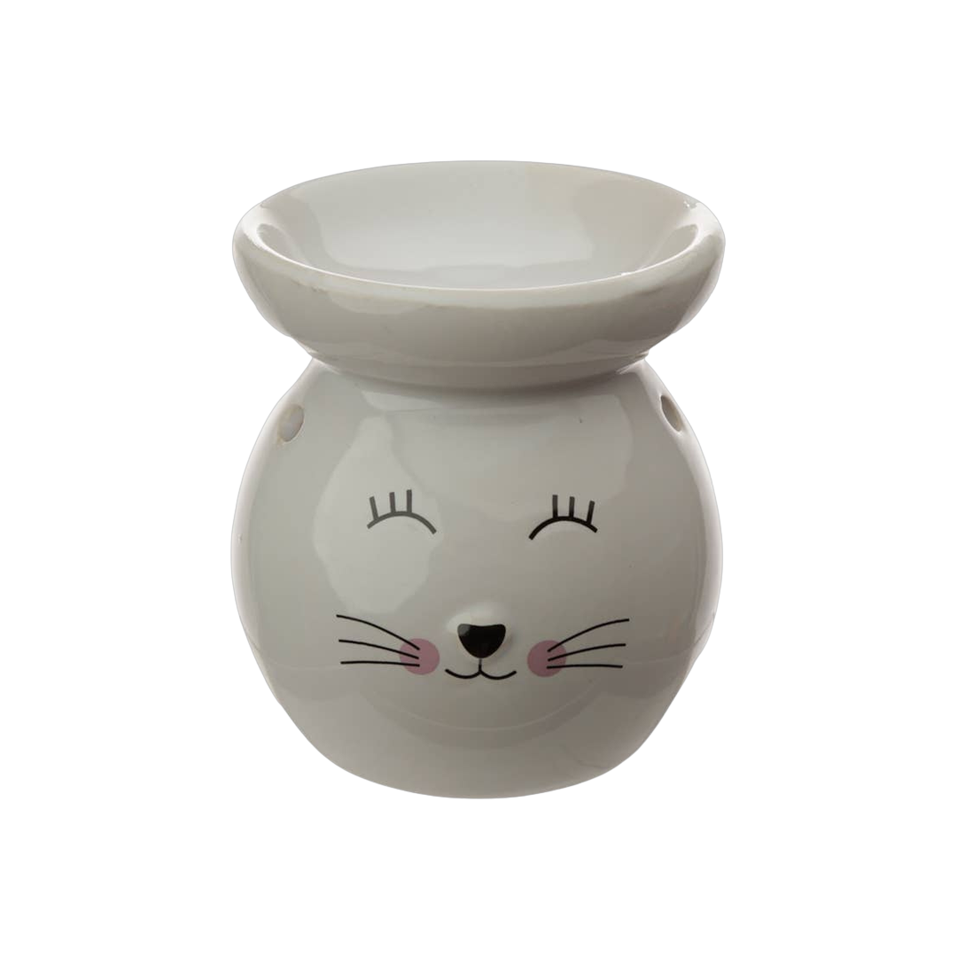 Brûleur à huile en céramique chat gris