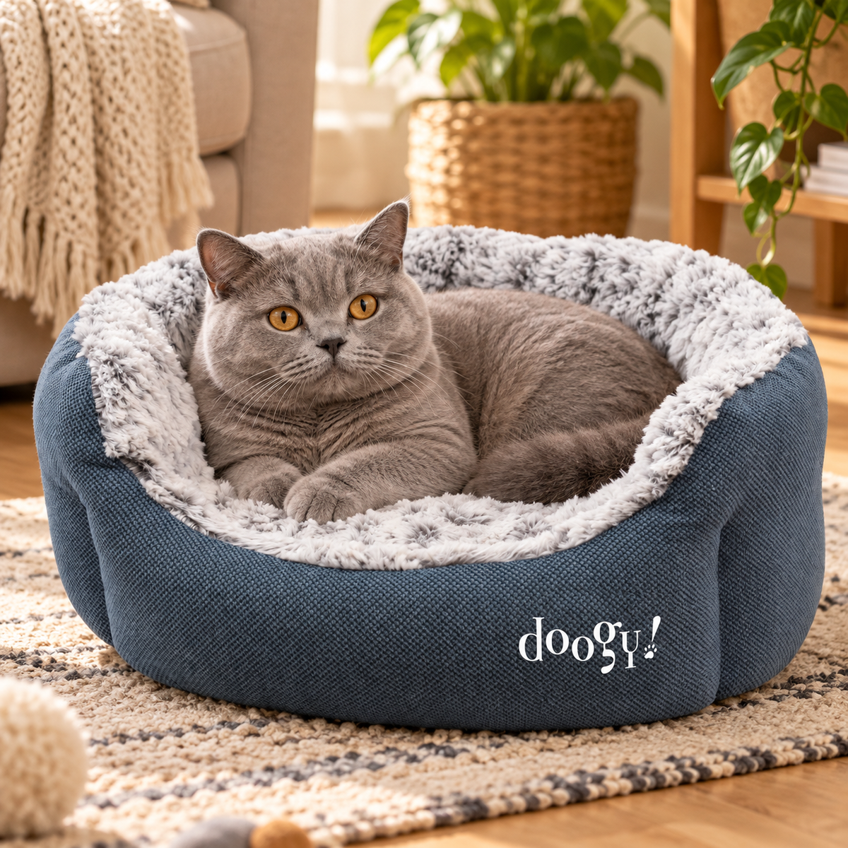 Corbeille ovale Whooly imitation fourrure pour chiens et chats