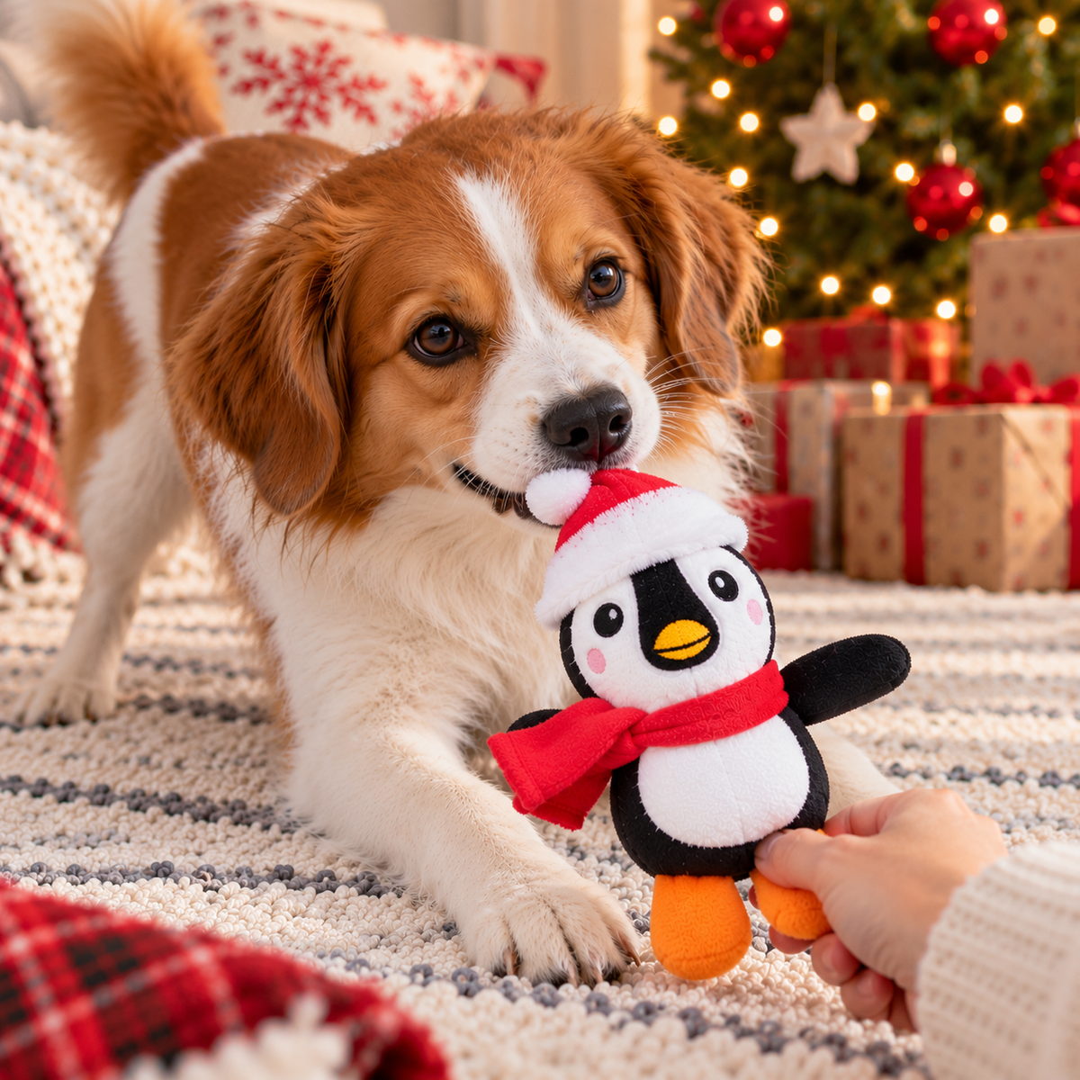 Weihnachts-Pinguin-Plüschtier mit Sound 14 cm