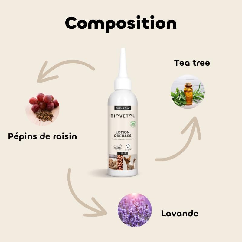Bio-Reinigungslotion für die Ohren von Hunden und Katzen