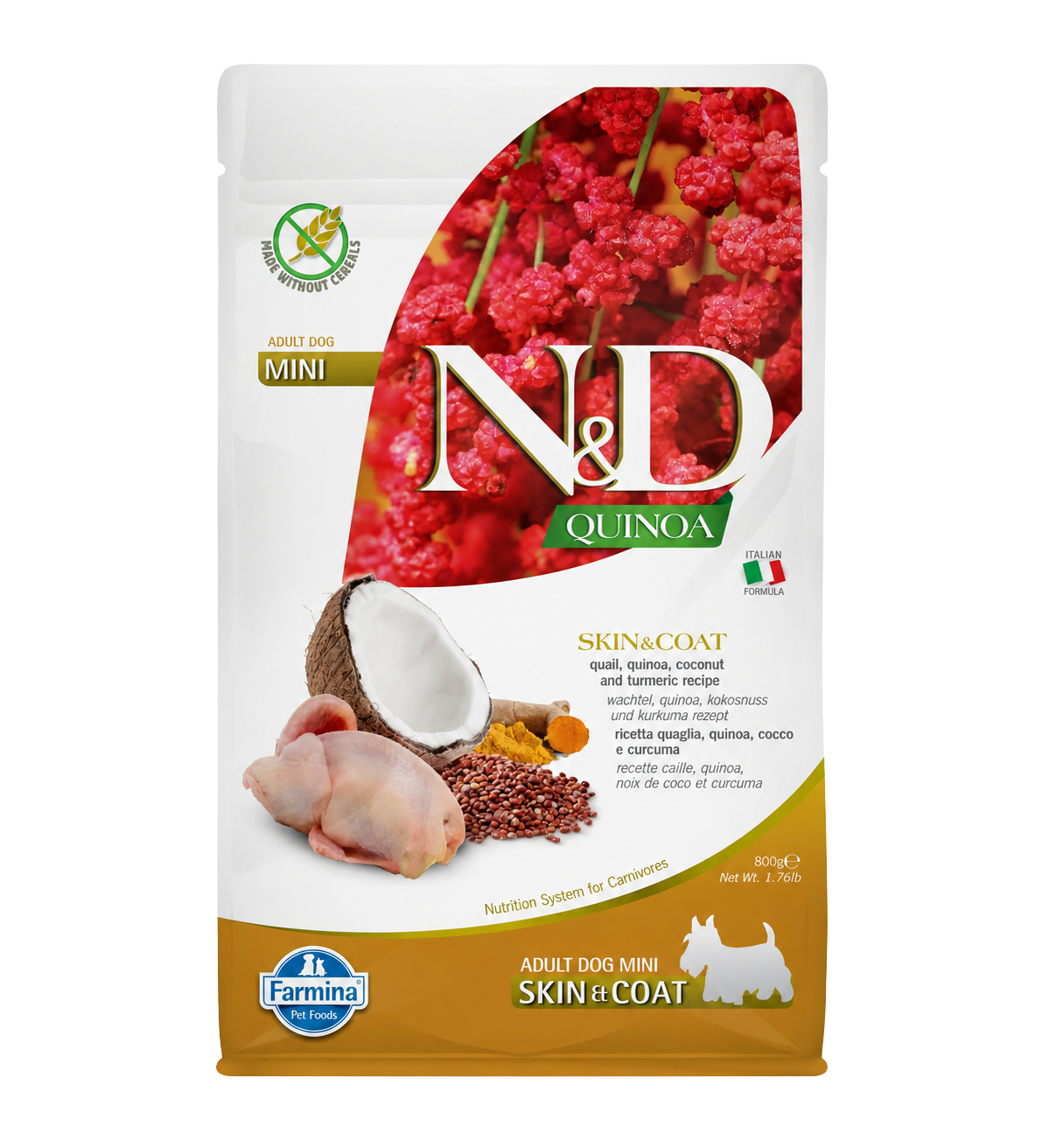 Wachtel- und Quinoa-Trockenfutter für kleine erwachsene Hunde