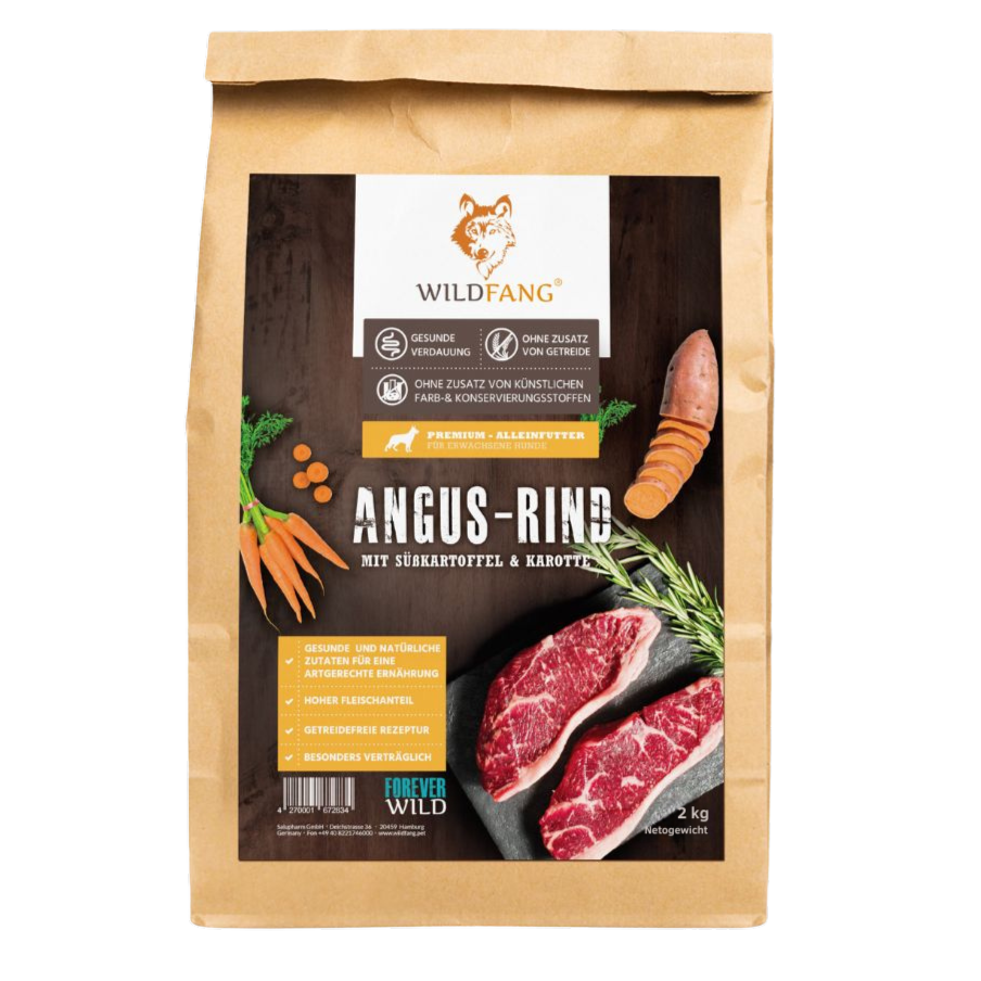 Trockenfutter mit Angus-Rind für ausgewachsene Hunde