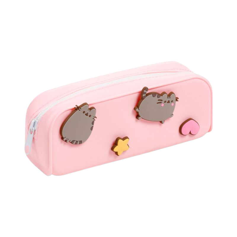 Pusheen-Federmäppchen aus Silikon mit Sternen und Herzen