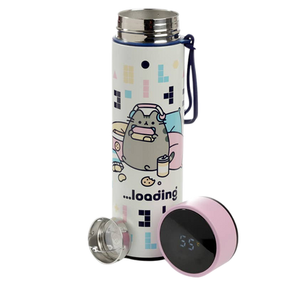 Pusheen-Gaming-Isolierflasche mit digitalem Thermometer
