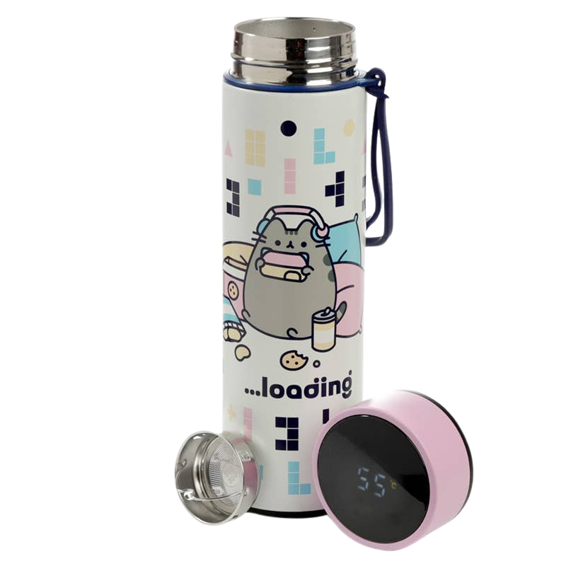 Pusheen-Gaming-Isolierflasche mit digitalem Thermometer