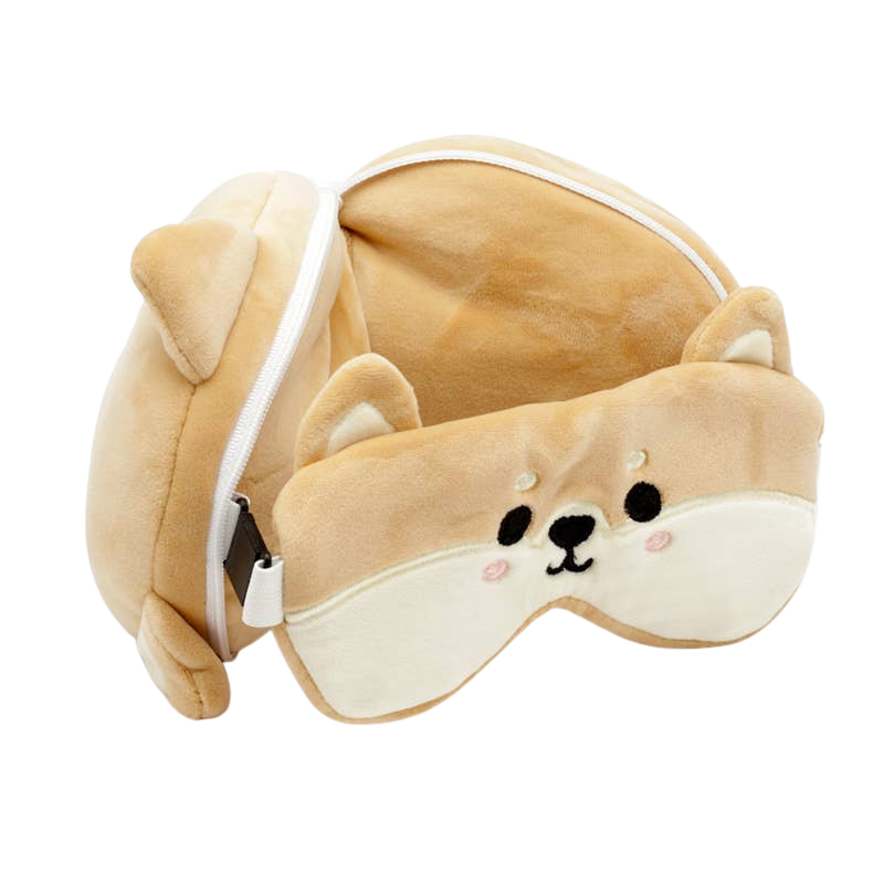 2-in-1-Reisekissen mit Shiba-Inu-Maske