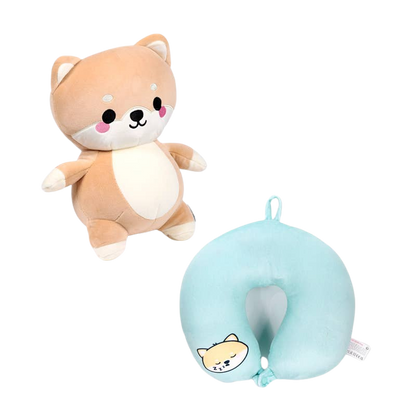 Coussin de voyage 2-en-1 Shuggs le Shiba Inu