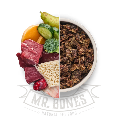 Dehydrierte BARF-Nahrung Rind und grüner Magen für Hunde