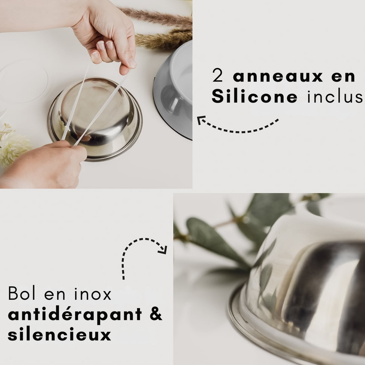 Lot de 2 gamelles mélamine et inox