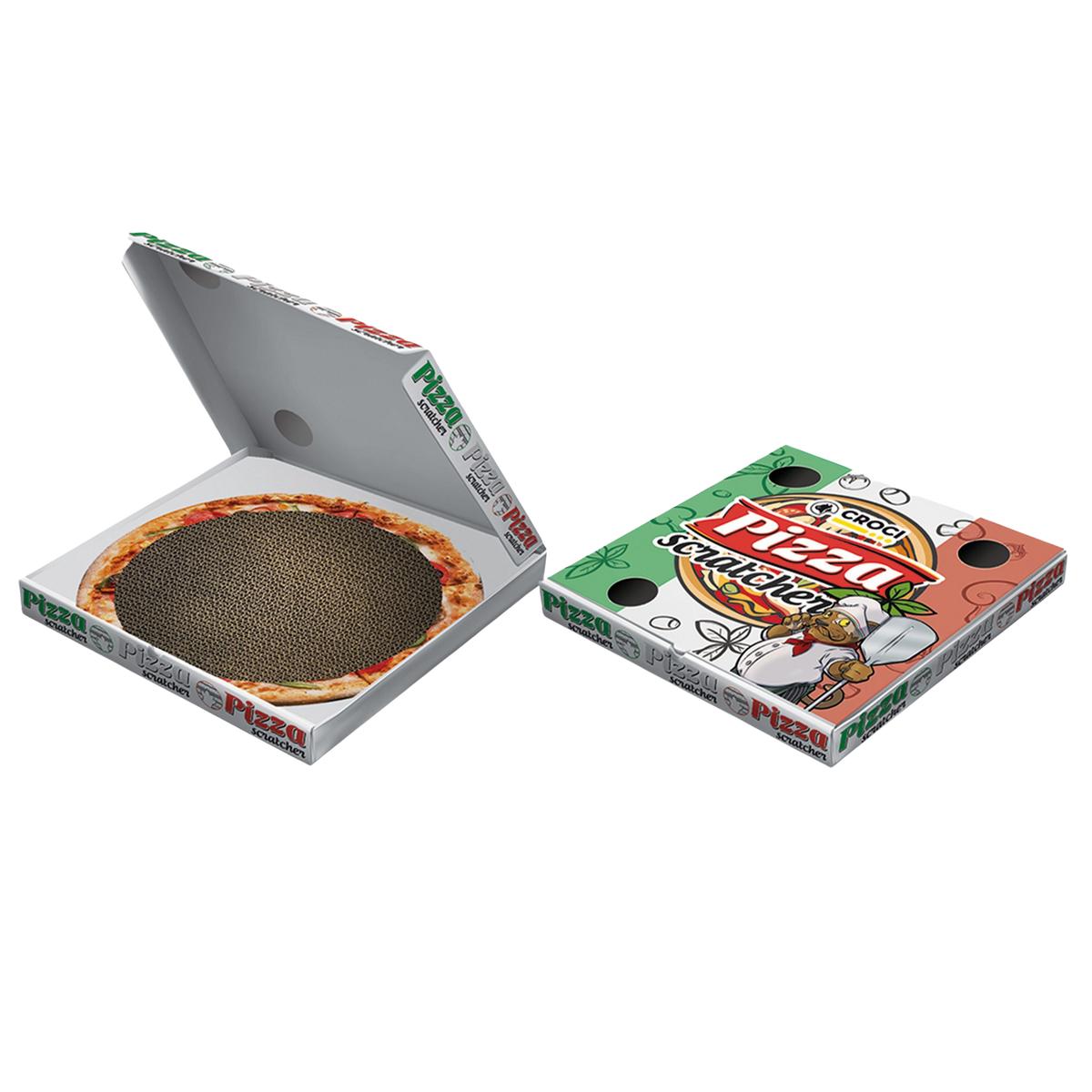 Katzenkratzbox aus Pappe in Pizzaschachtel-Form