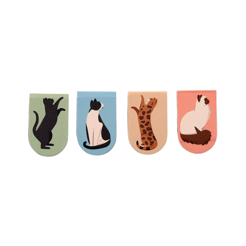 Set mit 4 magnetischen Lesezeichen mit Katzenmotiven