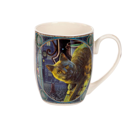 Mug en porcelaine chat et chaudron rouillé