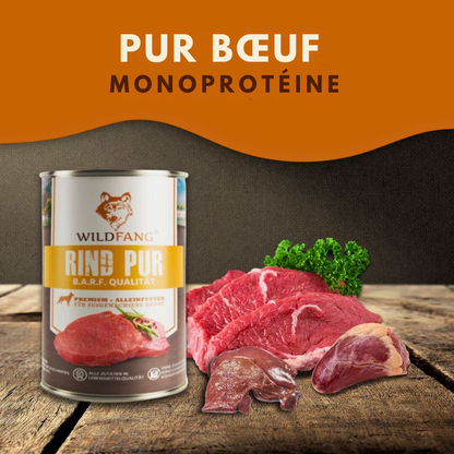 Pâté pur bœuf qualité BARF pour chiens adultes
