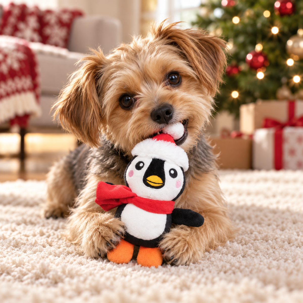 Weihnachts-Pinguin-Plüschtier mit Sound 14 cm