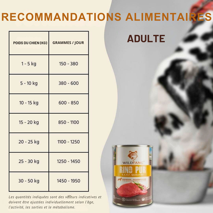 Pâté pur bœuf qualité BARF pour chiens adultes