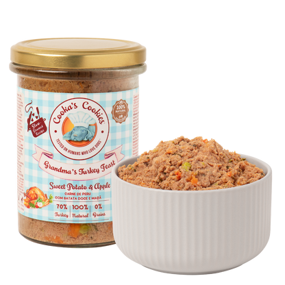 Repas cuisiné à la dinde et aux légumes pour chiens