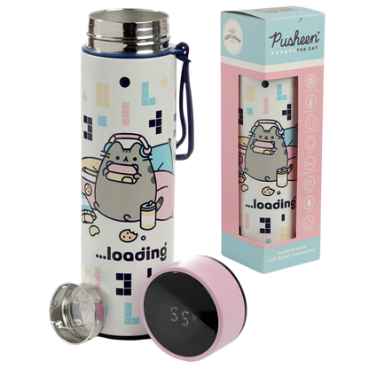 Pusheen-Gaming-Isolierflasche mit digitalem Thermometer