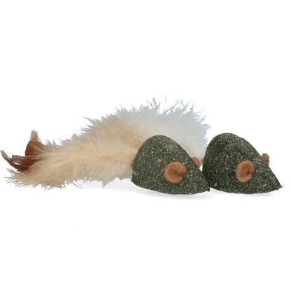 Duo de souris en matatabi avec plumes pour chats